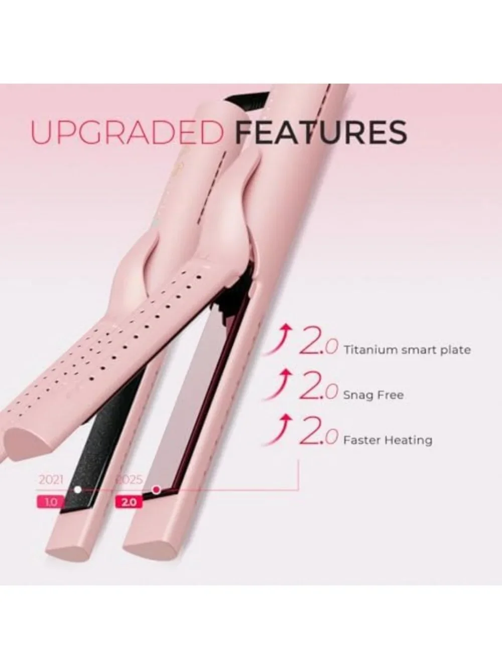 2-in-1 Curling Iron & Flat Iron - Hair Straightener & Curler with Airflow